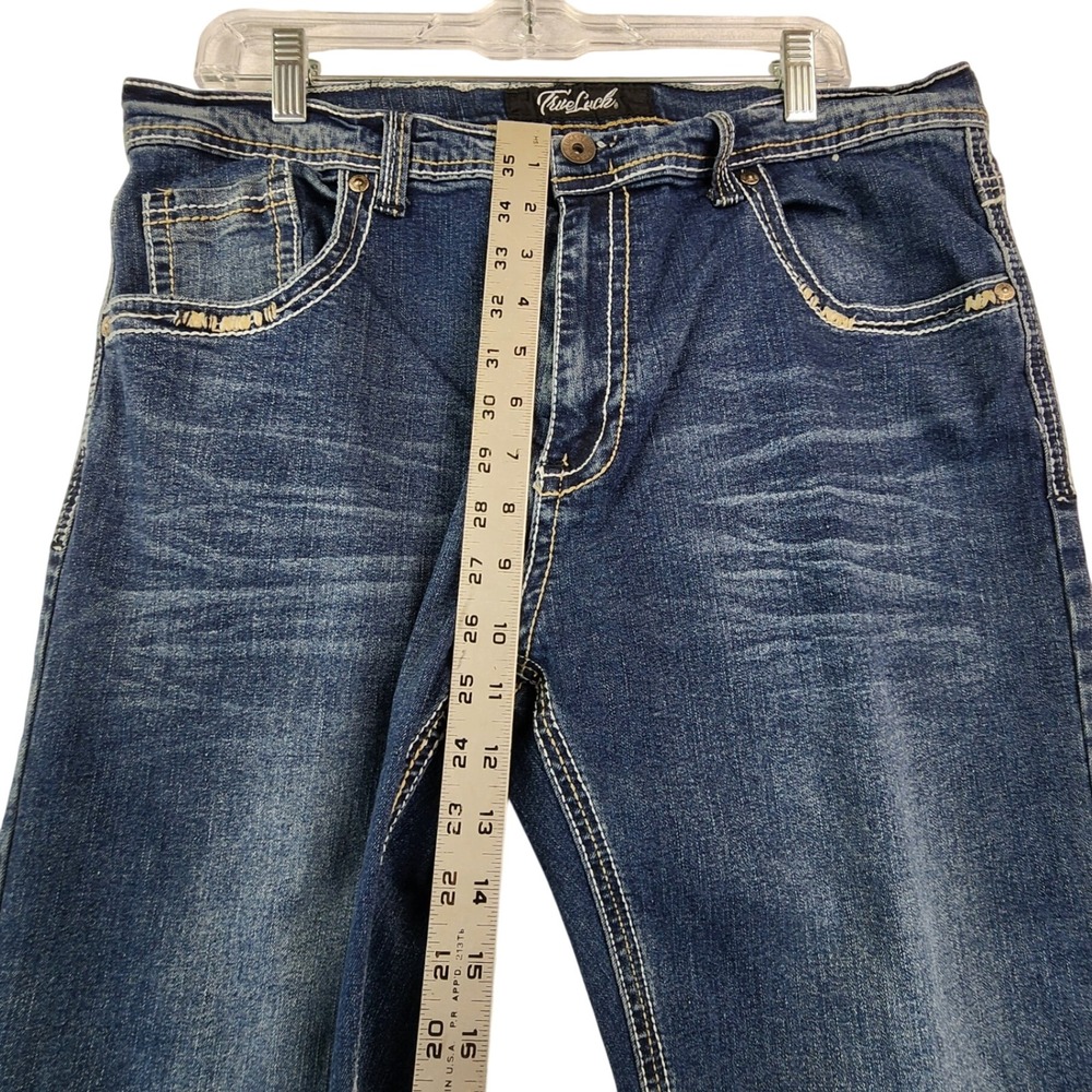 True Luck 36x30 Blue Jean Straight Leg Y2K Skater Streetwear Grunge Western Work - Picture 6 of 10